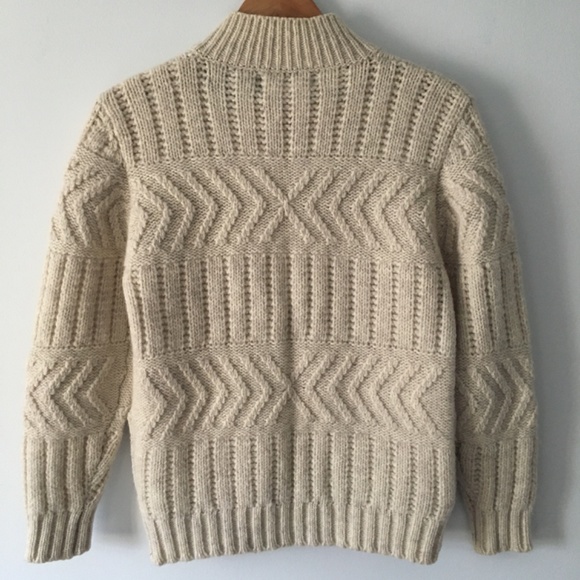 Vintage knitted wool zip pocket and leather button sweater cardigan - Picture 2 of 10